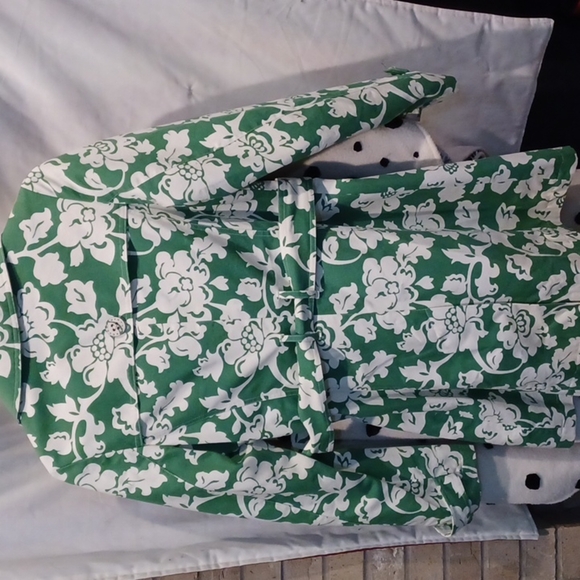 Green and cream merona trench coat - Picture 6 of 7